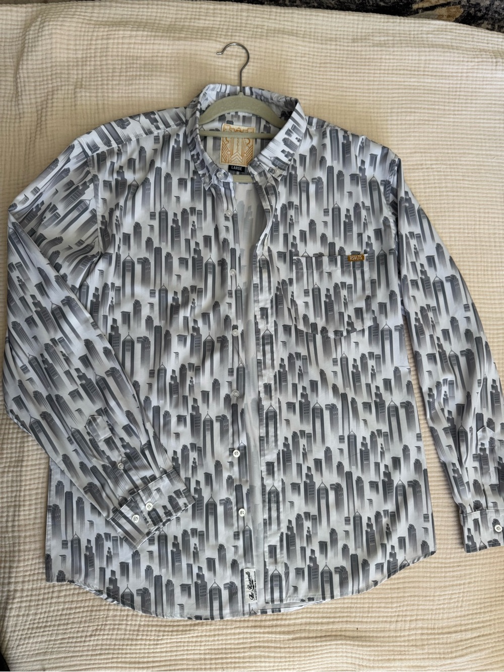 RSVLTS Gatsby Print Button-Down Shirt large